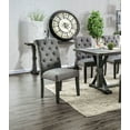 thumbnail image 2 of Contemporary 7pc Dining Set Rect Dining Table 6x Side Chairs Gray Fabric Button Tufted Scroll Back Chair Dining Room Solid wood, 2 of 9