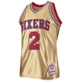 thumbnail image 2 of Men's Mitchell & Ness Moses Malone Gold Philadelphia 76ers 75th Anniversary 1982/83 Hardwood Classics Swingman Jersey, 2 of 3