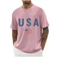 thumbnail image 2 of ZOYOEN Mens USA Patriot Graphic Tee- Soft Crewneck Short Sleeve 4th of July T Shirts Pink Size 2XL, 2 of 5