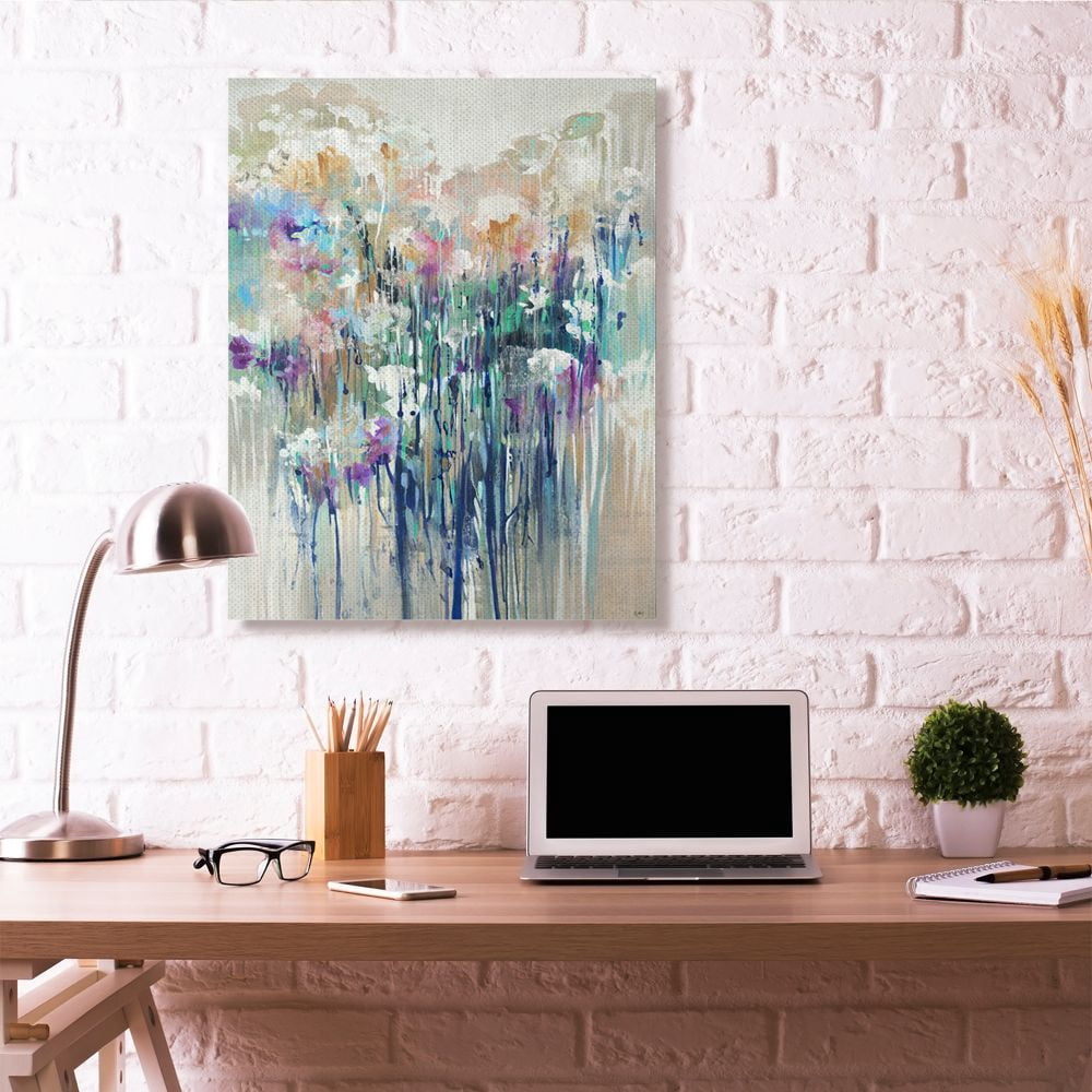 Stupell Home Décor Abstract Blue Purple Drip Painting Canvas Wall Art by Third and Wall