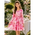 thumbnail image 6 of Lanbubble Girls Long Sleeve Dress Square Neck Bell Sleeve A-Line 11-12Y, 6 of 7