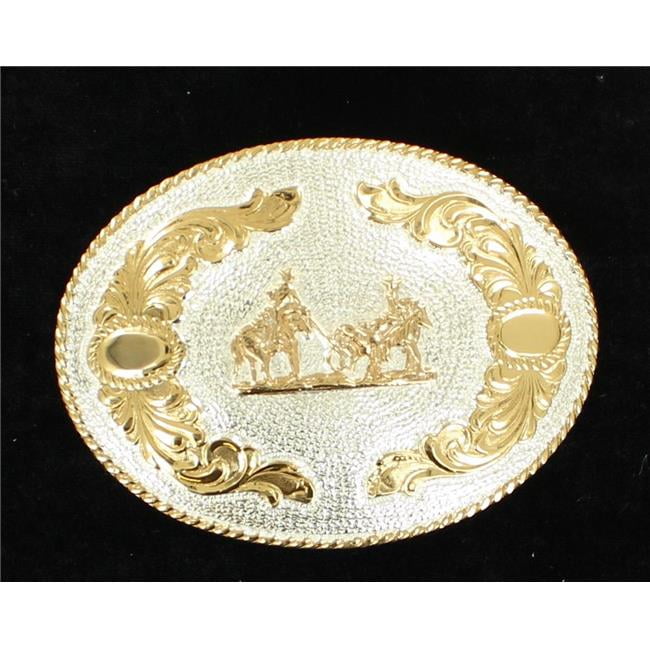 Crumrine C1037111 Oval Edge Team Roper Rider Racer Buckle, Shiny Silver ...