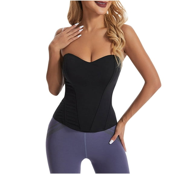 JIUKE Corset Tops for Women Strapless Tube Top Sleeveless Going out Tops Stretchy Slim Fitted Shapewear