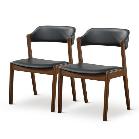 Ashcroft Furniture Enzo Black Leather Dining Chair (Set Of 2)