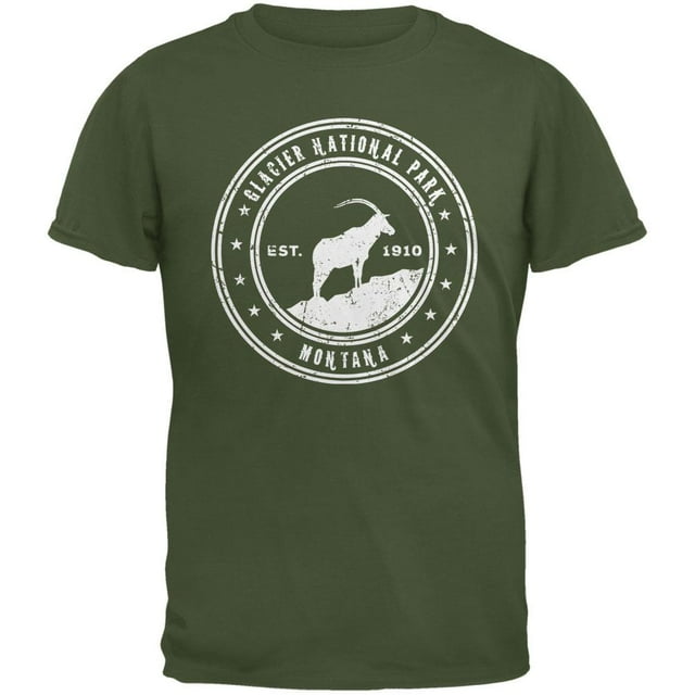 T-Shirt Adulte Vert Militaire Parc National des Glaciers