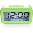 thumbnail image 2 of Reloj despertador digital para despertar por la mañana, reloj despertador digital silencioso con pilas para niños y adultos, pantalla LED grande, calendario de temperatura, verde, 2 of 5