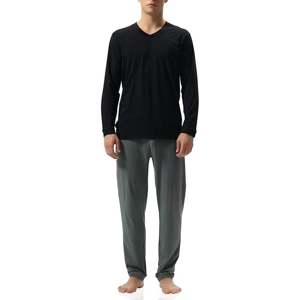 Conjunto de pijama de manga larga para hombre con parte superior e inferior de jersey de algodón para hombre Xemadio CJWUS-2710
