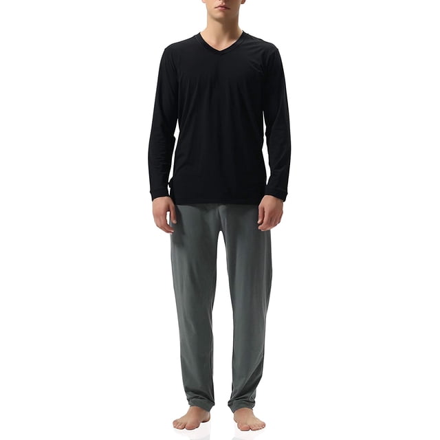 Conjunto de pijama de manga larga para hombre con parte superior e inferior de jersey de algodón para hombre Adepaton CJWUS-2707
