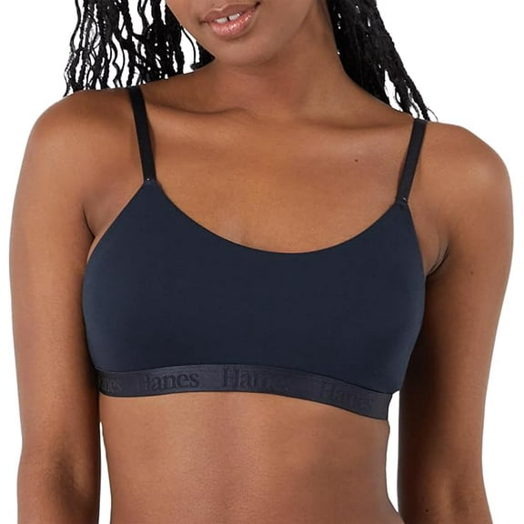 Hanes Women's Originals Ultra SuperSoft Pullover String Bralette Color-Black Size S-XXL