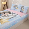 thumbnail image 3 of Metsweet Dreamy Princess Zipper Twin Comforter Sets with Fitted Sheet and 2 Pillowcases, Cartoon Unicorn Zipper Bedding Set, Blue White,4-Piece,Pink Reversible, 3 of 6