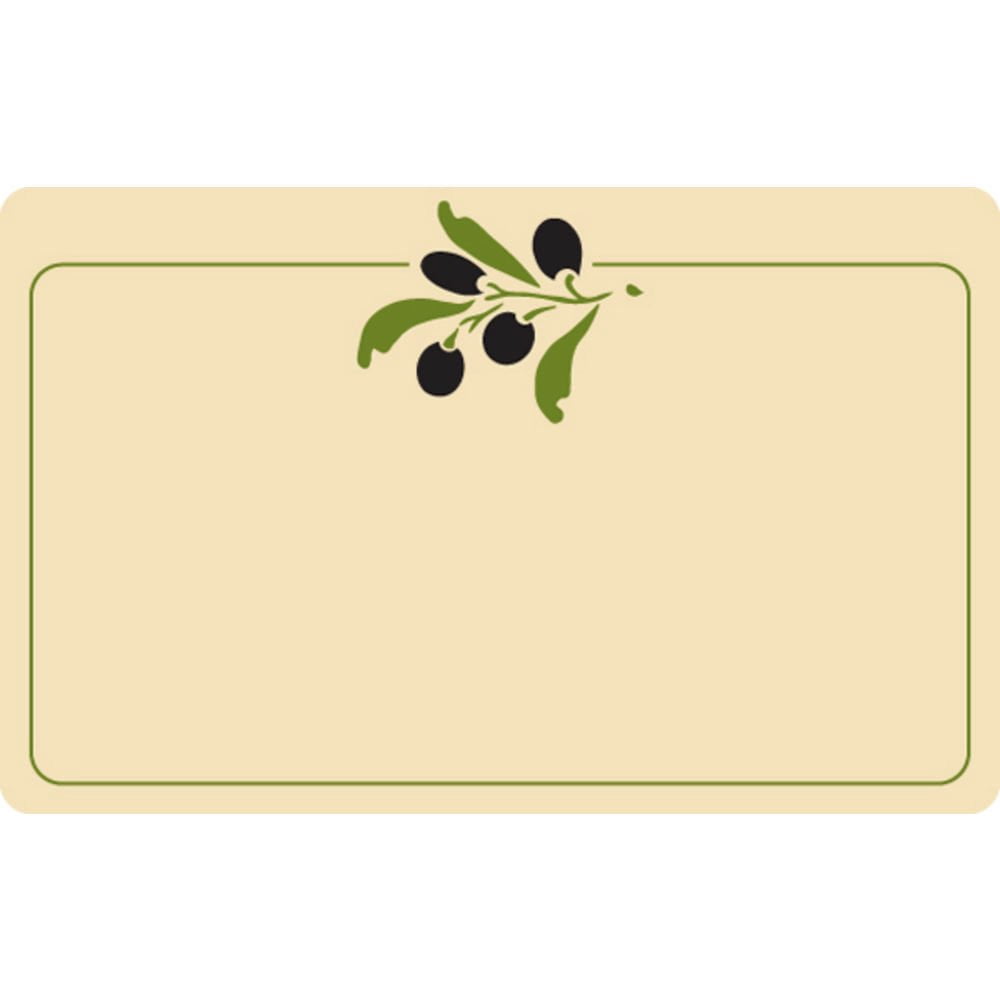 HUBERT Heat Resistant Price Tag with Olive Design Beige Vinyl - 4"L x 2 1/2"H 12 Per Bag