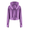 thumbnail image 2 of Fznquz Workout Women Hoodies Purple Zip Up Cropped Sweatshirt Hooded Solid Color Casual Long Sleeve Winter Clothes, 2 of 7