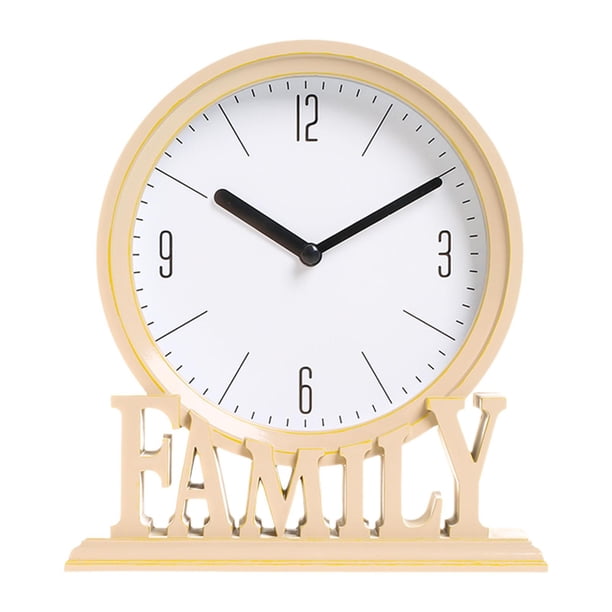 Reloj de escritorio, relojes de mesa, sin tictac, fácil de leer, estante, silencioso, familiar, decorativo C-Beige