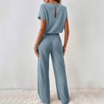 thumbnail image 6 of Bmisegm Women's Two Piece Knit Matching Outfits Crew Neck Slit Hem Tee and Pants Tracksuit Sets Features: Sky Blue XL, 6 of 6