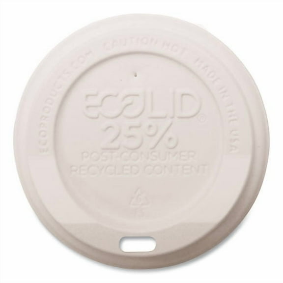 EcoLid 25% Recycled Content Hot Cup Lid, Fits 8 oz Hot Cups, Plastic, White, 100/Pack, 10 Packs/Cart | Bundle of 2
