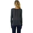 thumbnail image 2 of ToBeInStyle Women's L.S. Knit With Sheering Back Neck Detail - Charcoal - 1X, 2 of 6