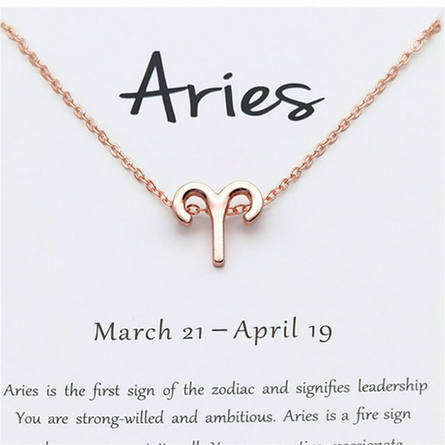 Minnieouse Collar del zodiaco de un solo símbolo del tema de las constelaciones con colgante de tarjeta de exhibición para los regalos del festival del Ropa, zapatos y accesorios Miscelánea Aries Minnieouse AP009338-22