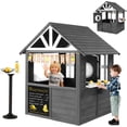 thumbnail image 2 of Ktaxon Wooden Outdoor Playhouse Lemonade Stand w/ Split Door, Pretend BBQ Grill Set, 50pcs Accessories, Ages 3-8, Gray, 2 of 10
