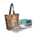thumbnail image 2 of Open Top Canvas Tote Bag with Zipper Reusable Shopping Bag 13.5x15" Roomy Carryall Beautiful Autumn Forest, 2 of 9