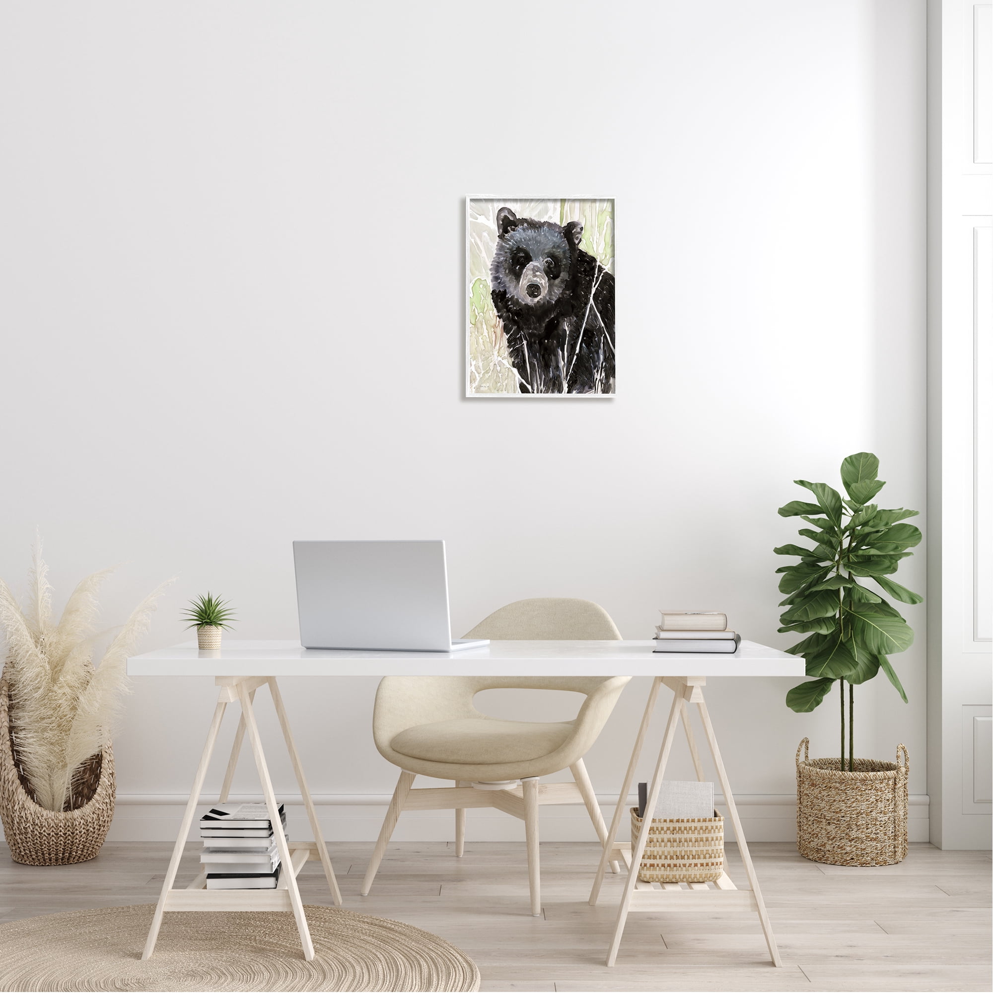 Stupell Industries Painterly Black Bear Abstract Forest Foliage Framed Wall Art, 16 x 20, Design by Stellar Design Studio