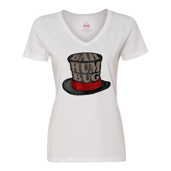Inktastic Scrooge's Top Hat Bah Humbug Women's V-Neck T-Shirt