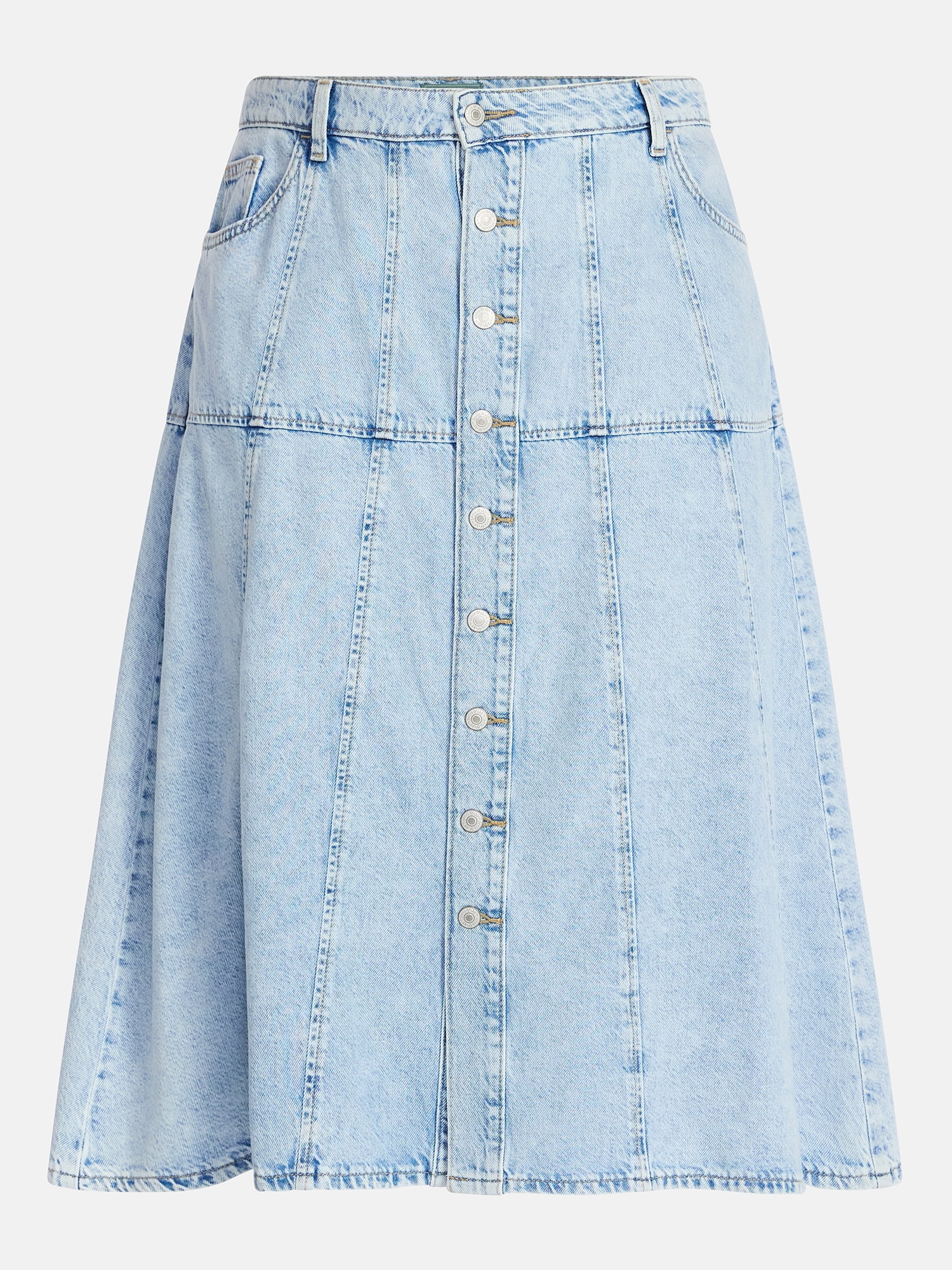 Terra & Sky Women's Plus Drapey Button Front Denim Skirt, Sizes 16W-24W