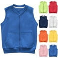 thumbnail image 1 of MKOSPLRT Veste Sans Manches pour Enfant 3-12 Ans Fermeture Éclair Complète Col Ras du Cou Gilets de Détente Unis Gilets Légers Manteaux Cardigans Décontractés d'Automne avec Poche, 1 of 7