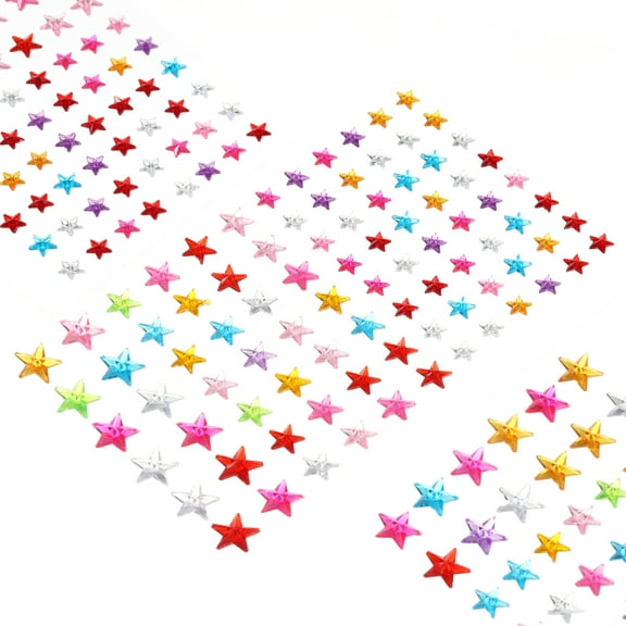 Uxcell 440 Pcs Gems Stickers for Crafts, 5 Sheet Self-Adhesive Gems Bling Star Rhinestone Stickers, Multicolor