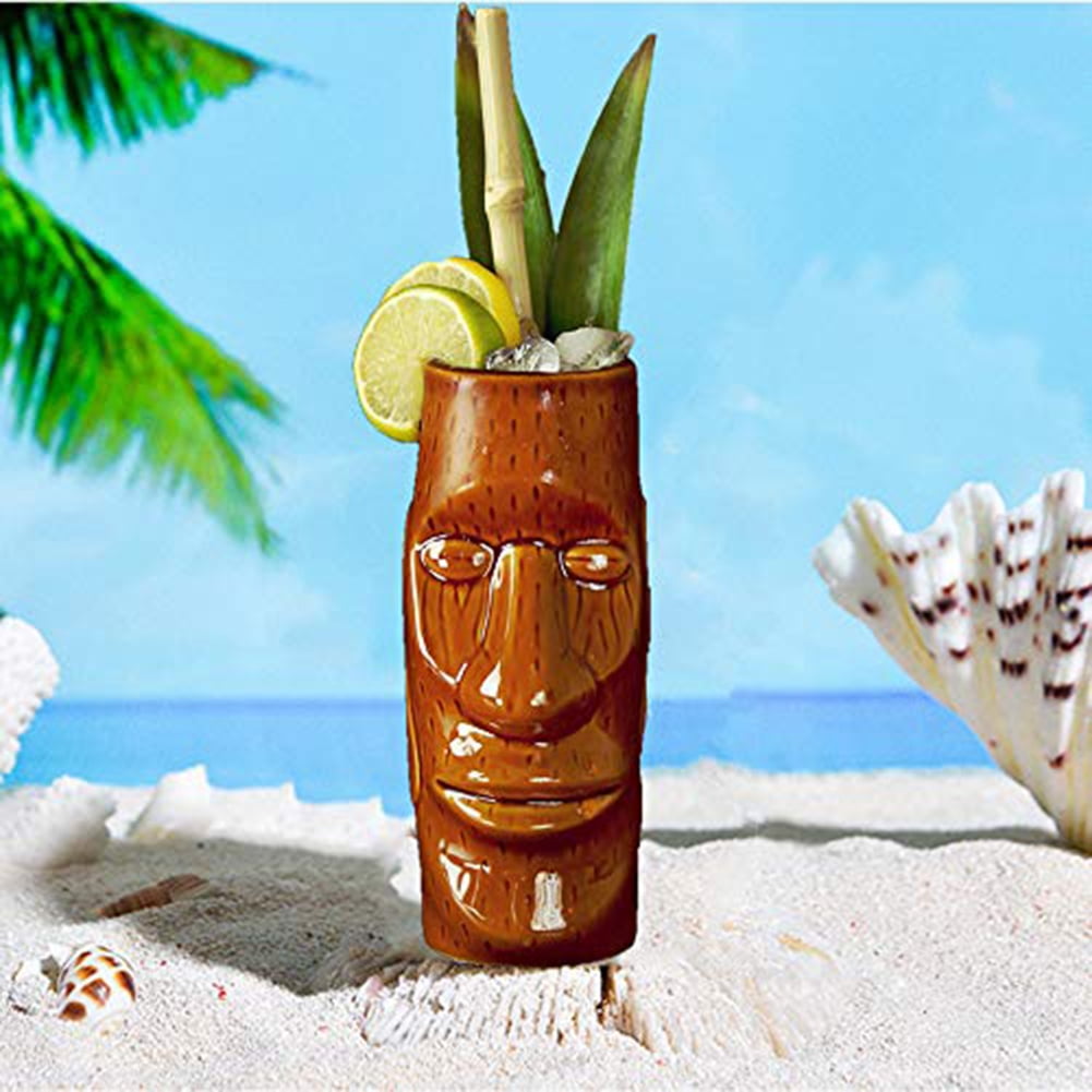 Tiki Mugs Set Ceramic Cocktail Mugs Glasses Drinks Cups Hawaiian Party