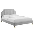 thumbnail image 2 of Modway Sienna Performance Velvet Queen Platform Bed in Light Gray, 2 of 10