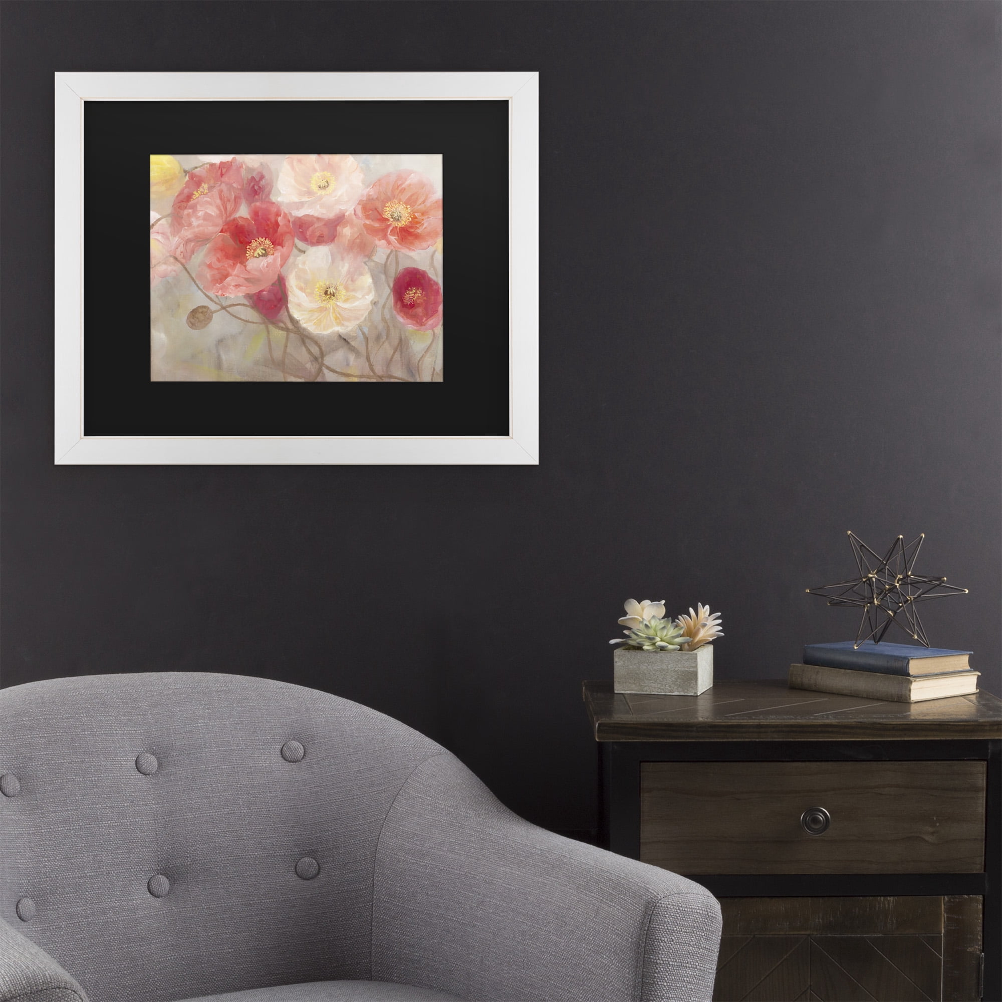 Li Bo 'Wild Poppies I' Matted Framed Art