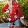 thumbnail image 6 of asdoklhq Mock Neck Sweatshirt Women Long Sleeved Turndown Collar Blouse Christmas Print Shirt Red 2X, 6 of 7