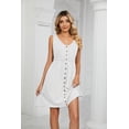 thumbnail image 2 of Vestidos de verano para mujer, sin mangas, informales, con vuelo, con botones, vestido midi, 2 of 7