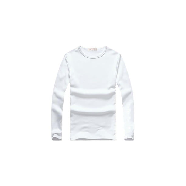 Minnieouse Top básico para hombre, ropa interior cálida de otoño, Base para clima frío, ropa de Color sólido, Jersey informal de ocio, deportes, Camisetas L Espesar blanco Minnieouse AP013161-02