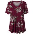 thumbnail image 4 of Pompotops Haut/chemise à Manches Courtes Col en V Imprimé Mode Grande Taille pour Femmes Été Liquidation, 4 of 4