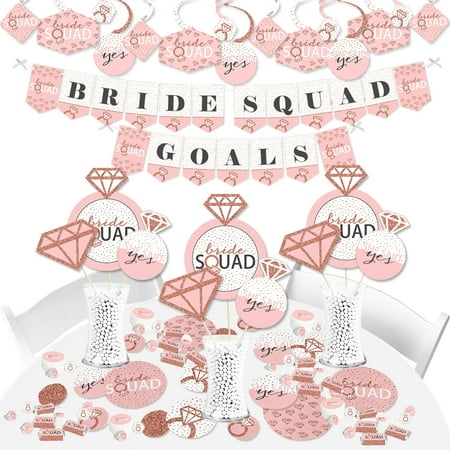 Big Dot of Happiness Bride Squad - Rose Gold Bridal Shower or Bachelorette Party Supplies - Banner Decoration Kit - Fundle Bundle