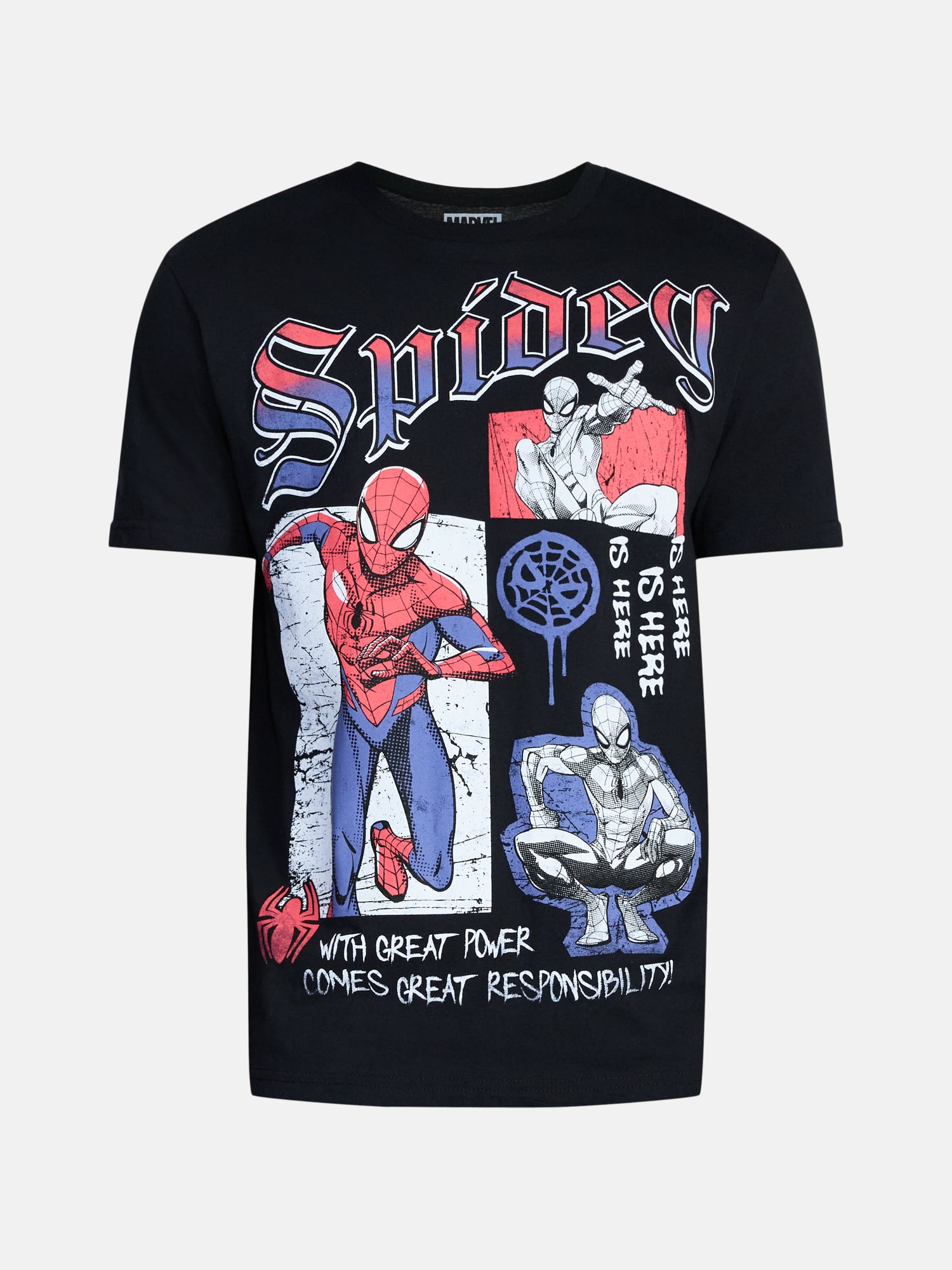 Spider-Man Men's and Big Men's Graphic Cotton Tee with Short Sleeves, Sizes S-3XL