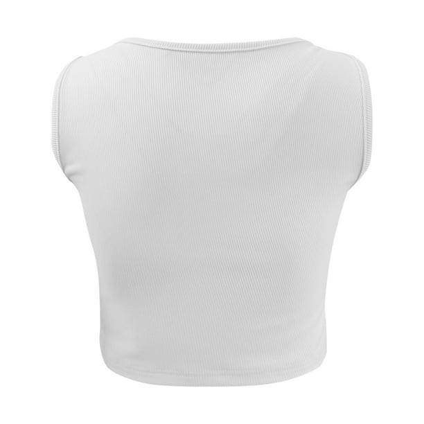 nsendm Womens Vest Female Adult plus Size Workout Top Women's Deep V Neck  Top Shirt Basically Crop Tank Top Sleeveless Ribbed Fitted Seamless Tops ( White, XL) 