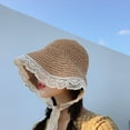 thumbnail image 2 of COCOpeaunt New Women Lace Sun Hats for Wide Brim Straw Beach Side Cap Floppy Female Straw Hat Lace Solid Fringe Straw Hat Summer Bucket Hat, 2 of 6