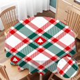 thumbnail image 1 of Tablecloth Round Christmas Trees Table Cloth Diagonal Check Plaid and Christmas Trees Red Green White Table Cover for Dining Room Kitchen Decoration Round Tablecloths 60 inch, 1 of 6