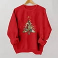 thumbnail image 5 of Guzom Womens Red Christmas Tree Patchwork Sweatshirt - 100% Polyester Long Sleeve Crew Neck, with Bow & Star, Relaxed Fit (XS-XL),Size M, 5 of 5