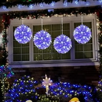 Christmas Window Lights, Christmas Lights Indoor Cherry Blossom Sphere Light Ball, Lighted Ball Hanging Ornament Light with 200 LED Bulbs for Outdoor Christmas Decoration,Blue White