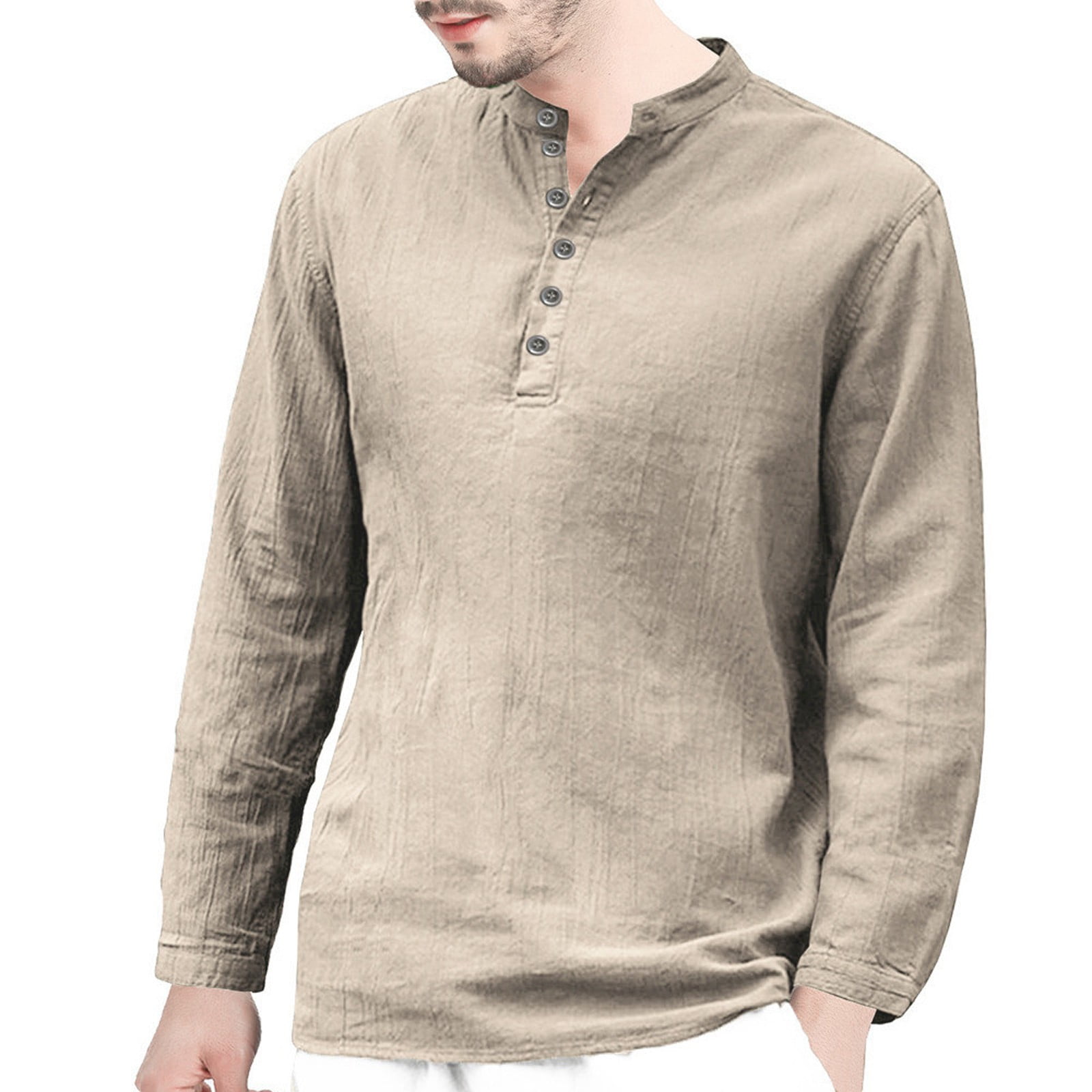 Ethnic Style Baggy Cotton Linen Shirt,Men Retro 3/4 Sleeve T-Shirts Tops Summer Beach Loose Blouse Tees Work Clothes 