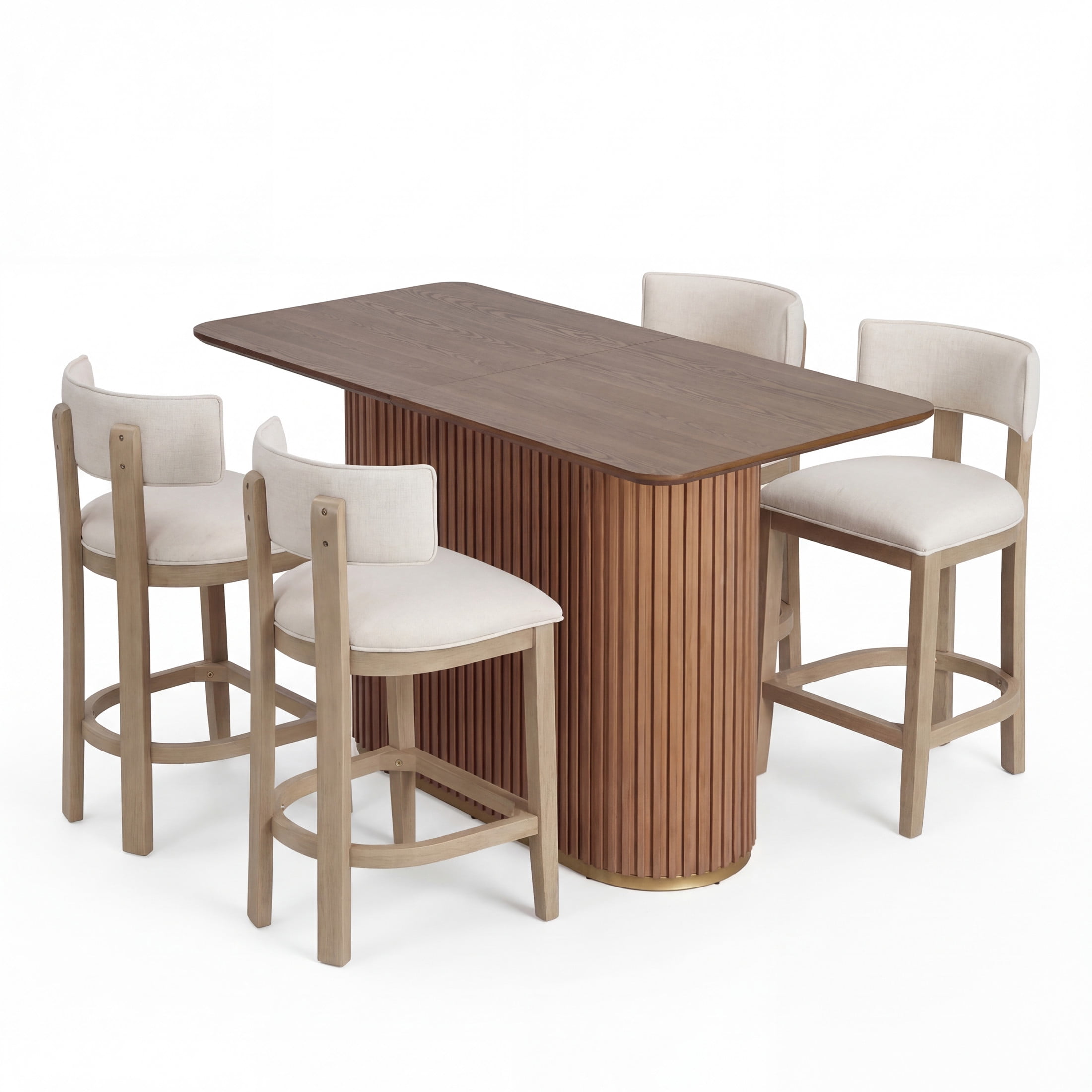 Christopher Knight Home 5-Piece Modern Counter Height Dining Table with Armless Bar Stools, Light Ash