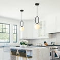 thumbnail image 6 of Modern Black Pendant Lights Mid Century White Glass Hanging Light Fixture Retro Industrial Pendant Lamp Vintage Pendant Light for Kitchen Living Dining Room, 6 of 17
