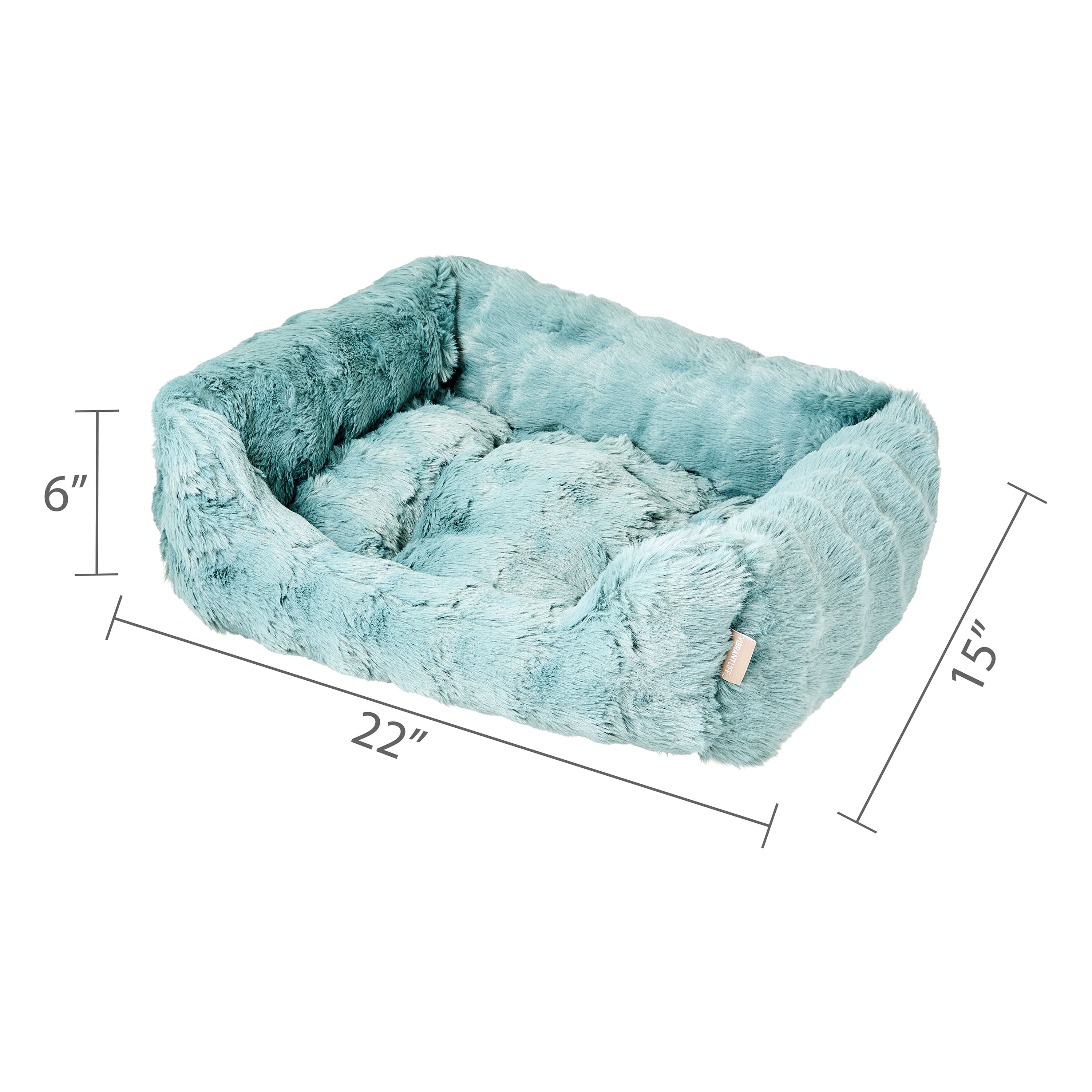 Vibrant Life Small Bubble Faux Fur Orthopedic Cuddler Pet Bed, Blue, 22" x 15"
