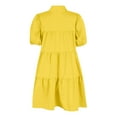 thumbnail image 4 of Mingw Womens Mini Dress Summer Cap Short Sleeve Babydoll for Women Classic Sundress Tiered Pleated Swing Flowy Loose Beach Casual Smocked ,M,Yellow, 4 of 5
