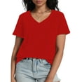 thumbnail image 4 of Womens T Shirts V-Neck Short Sleeve Summer Tops Casual Basic Tees Trendy, 4 of 5