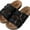 Black, variant on Roxoni Women's Comfort Flat Sandals Double Buckle Adjustable Straps Flat Slides Footbed Suede