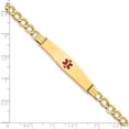 thumbnail image 3 of 14K Yellow Gold Semi-Solid Medical Soft Diamond Shape Red Enamel Curb Id Bracelet (8 X 9) Made In United States xm572cc-8, 3 of 5